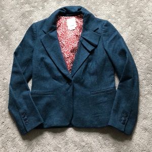 Anthropologie teal wool blazer